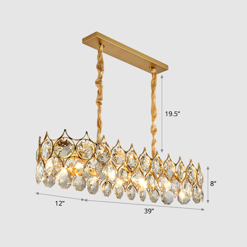 Teardrop-Like Dining Room Chandelier Crystal Postmodern Style Hanging Ceiling Light Gold 39" Clearhalo 'Ceiling Lights' 'Chandeliers' 'Modern Chandeliers' 'Modern' Lighting' 2335933