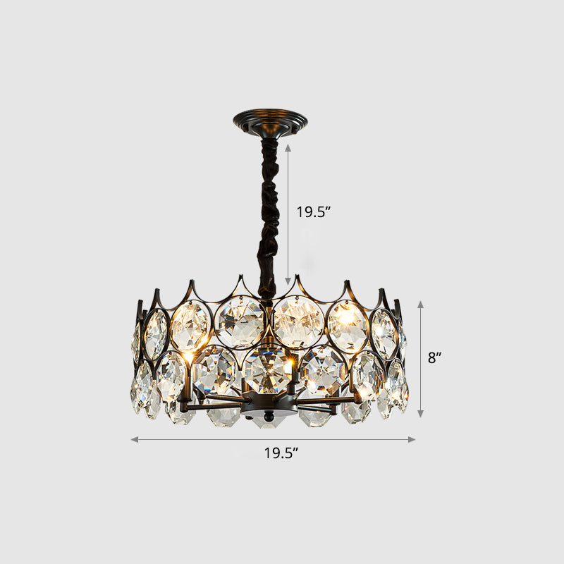 Teardrop-Like Dining Room Chandelier Crystal Postmodern Style Hanging Ceiling Light Black 19.5" Clearhalo 'Ceiling Lights' 'Chandeliers' 'Modern Chandeliers' 'Modern' Lighting' 2335935