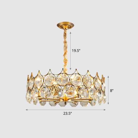 Teardrop-Like Dining Room Chandelier Crystal Postmodern Style Hanging Ceiling Light Gold 23.5" Clearhalo 'Ceiling Lights' 'Chandeliers' 'Modern Chandeliers' 'Modern' Lighting' 2335937