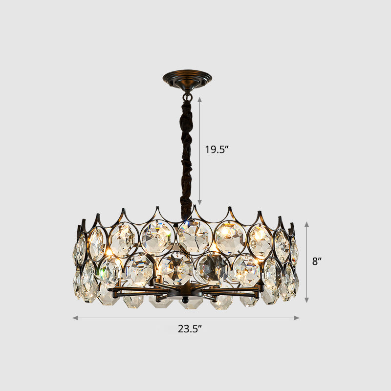 Teardrop-Like Dining Room Chandelier Crystal Postmodern Style Hanging Ceiling Light Black 23.5" Clearhalo 'Ceiling Lights' 'Chandeliers' 'Modern Chandeliers' 'Modern' Lighting' 2335938