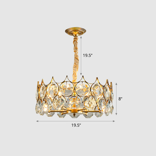 Teardrop-Like Dining Room Chandelier Crystal Postmodern Style Hanging Ceiling Light Gold 19.5" Clearhalo 'Ceiling Lights' 'Chandeliers' 'Modern Chandeliers' 'Modern' Lighting' 2335939