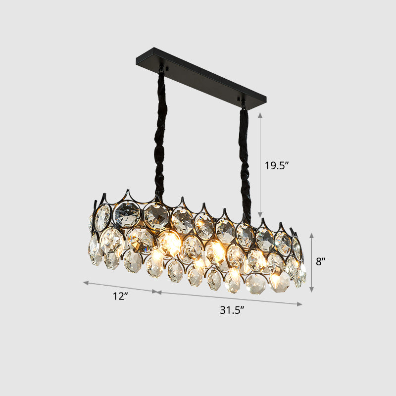 Teardrop-Like Dining Room Chandelier Crystal Postmodern Style Hanging Ceiling Light Black 31.5" Clearhalo 'Ceiling Lights' 'Chandeliers' 'Modern Chandeliers' 'Modern' Lighting' 2335940