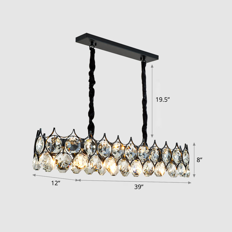Teardrop-Like Dining Room Chandelier Crystal Postmodern Style Hanging Ceiling Light Black 39" Clearhalo 'Ceiling Lights' 'Chandeliers' 'Modern Chandeliers' 'Modern' Lighting' 2335941