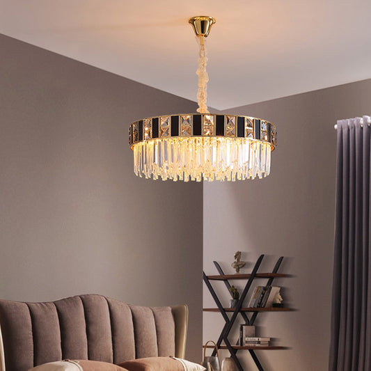 Modern Geometrical Chandelier Crystal Prism Living Room Suspension Light in Gold Clearhalo 'Ceiling Lights' 'Chandeliers' 'Modern Chandeliers' 'Modern' Lighting' 2335951