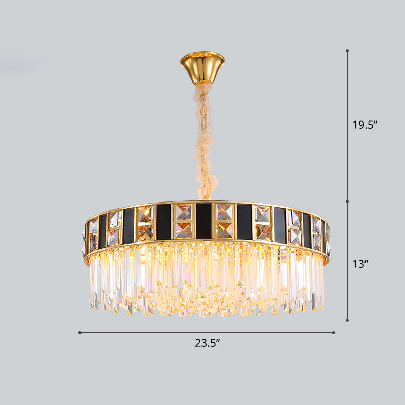 Modern Geometrical Chandelier Crystal Prism Living Room Suspension Light in Gold Gold 23.5" Clearhalo 'Ceiling Lights' 'Chandeliers' 'Modern Chandeliers' 'Modern' Lighting' 2335953