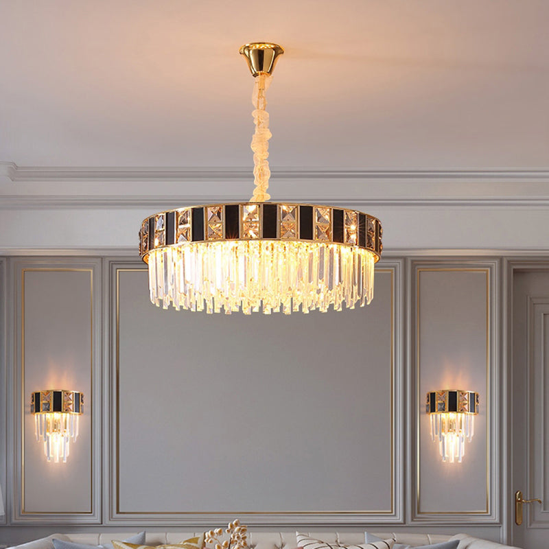 Modern Geometrical Chandelier Crystal Prism Living Room Suspension Light in Gold Clearhalo 'Ceiling Lights' 'Chandeliers' 'Modern Chandeliers' 'Modern' Lighting' 2335954