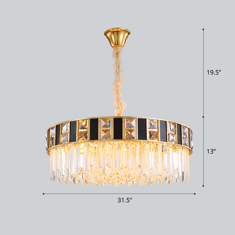Modern Geometrical Chandelier Crystal Prism Living Room Suspension Light in Gold Gold 31.5" Clearhalo 'Ceiling Lights' 'Chandeliers' 'Modern Chandeliers' 'Modern' Lighting' 2335955