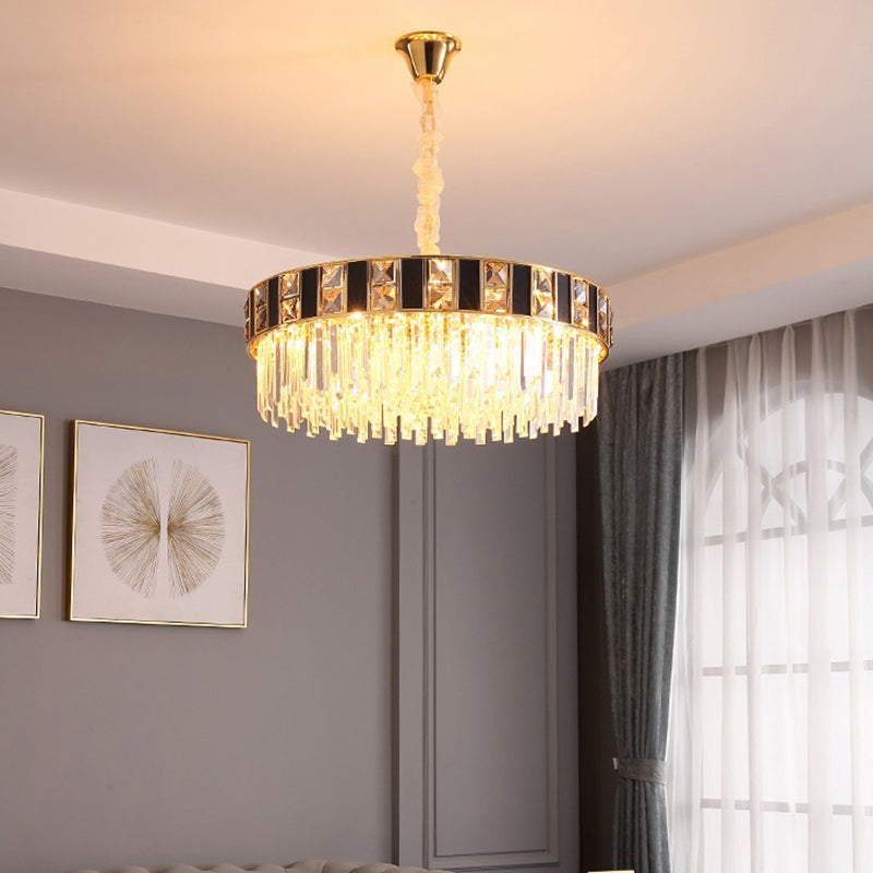 Modern Geometrical Chandelier Crystal Prism Living Room Suspension Light in Gold Clearhalo 'Ceiling Lights' 'Chandeliers' 'Modern Chandeliers' 'Modern' Lighting' 2335956