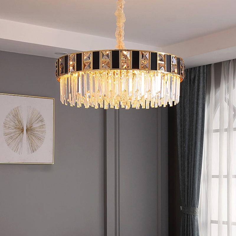 Modern Geometrical Chandelier Crystal Prism Living Room Suspension Light in Gold Clearhalo 'Ceiling Lights' 'Chandeliers' 'Modern Chandeliers' 'Modern' Lighting' 2335958