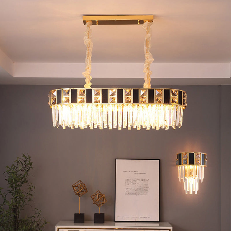Modern Geometrical Chandelier Crystal Prism Living Room Suspension Light in Gold Clearhalo 'Ceiling Lights' 'Chandeliers' 'Modern Chandeliers' 'Modern' Lighting' 2335959
