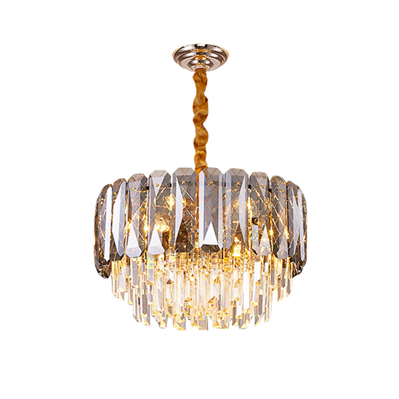 Clear Crystal Layers Chandelier Lighting Contemporary Ceiling Pendant Light for Bedroom Clearhalo 'Ceiling Lights' 'Chandeliers' 'Clear' 'Industrial' 'Modern Chandeliers' 'Modern' 'Tiffany' 'Traditional Chandeliers' Lighting' 2335960