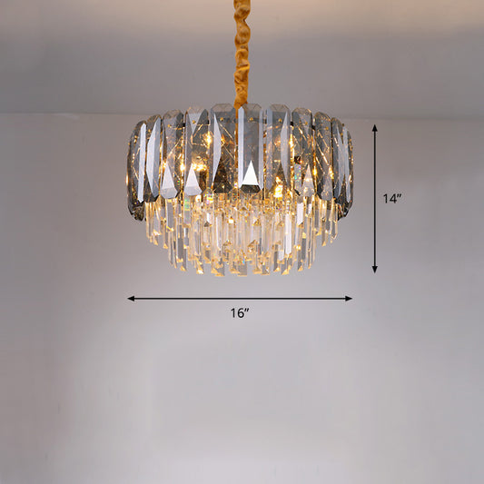 Clear Crystal Layers Chandelier Lighting Contemporary Ceiling Pendant Light for Bedroom Clear 16" Clearhalo 'Ceiling Lights' 'Chandeliers' 'Clear' 'Industrial' 'Modern Chandeliers' 'Modern' 'Tiffany' 'Traditional Chandeliers' Lighting' 2335962