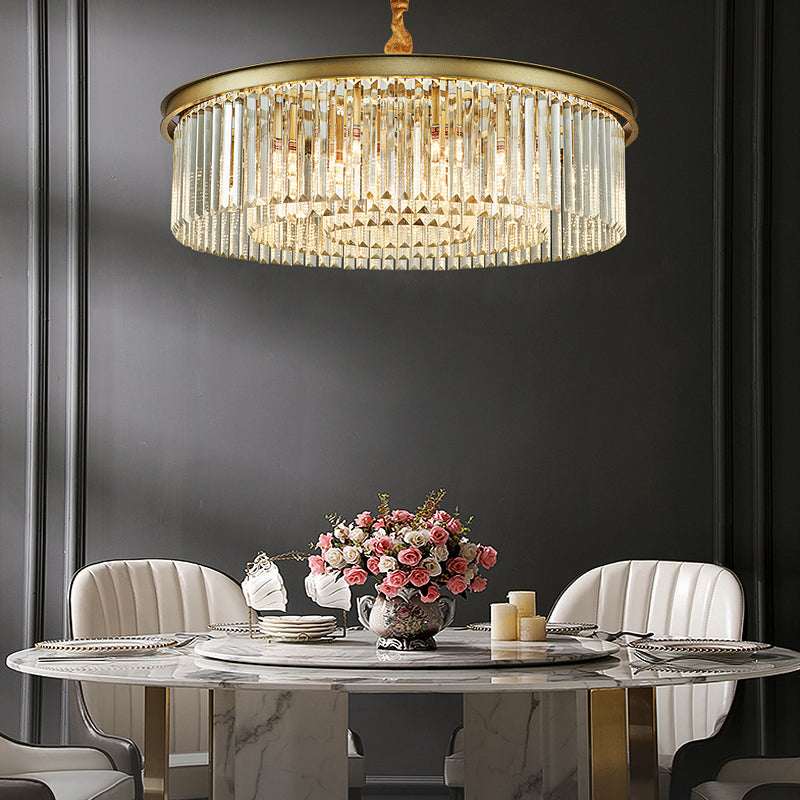 Gold Finish Circle Suspension Lighting Minimalist Prismatic Crystal Chandelier Lamp for Restaurant Clearhalo 'Ceiling Lights' 'Chandeliers' 'Modern Chandeliers' 'Modern' Lighting' 2335972