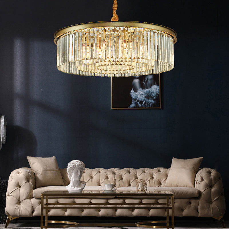 Gold Finish Circle Suspension Lighting Minimalist Prismatic Crystal Chandelier Lamp for Restaurant Clearhalo 'Ceiling Lights' 'Chandeliers' 'Modern Chandeliers' 'Modern' Lighting' 2335974