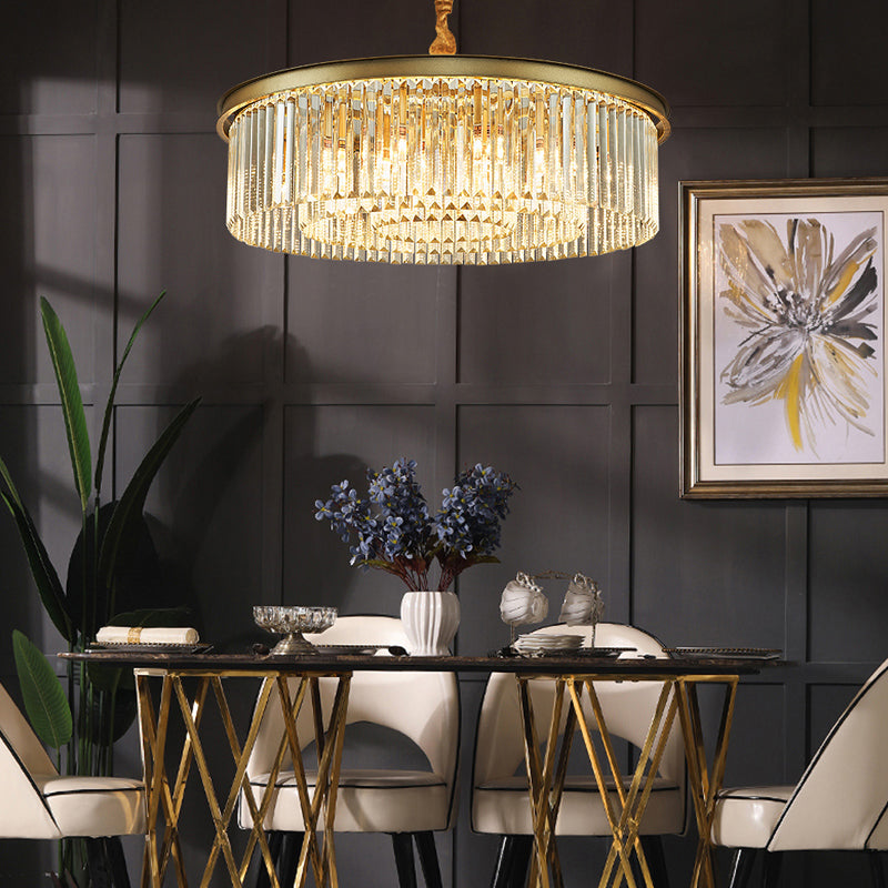 Gold Finish Circle Suspension Lighting Minimalist Prismatic Crystal Chandelier Lamp for Restaurant Clearhalo 'Ceiling Lights' 'Chandeliers' 'Modern Chandeliers' 'Modern' Lighting' 2335975