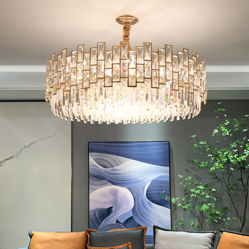 Round Living Room Chandelier Light Fixture K9 Crystal Modernism Hanging Pendant Light Clearhalo 'Ceiling Lights' 'Chandeliers' 'Modern Chandeliers' 'Modern' Lighting' 2335976