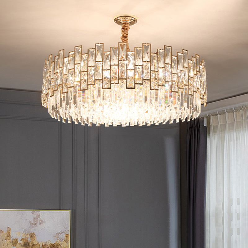 Round Living Room Chandelier Light Fixture K9 Crystal Modernism Hanging Pendant Light Clearhalo 'Ceiling Lights' 'Chandeliers' 'Modern Chandeliers' 'Modern' Lighting' 2335979