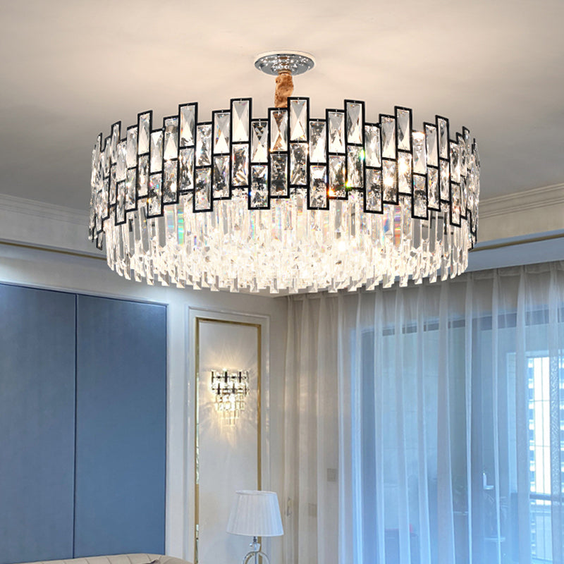 Round Living Room Chandelier Light Fixture K9 Crystal Modernism Hanging Pendant Light Clearhalo 'Ceiling Lights' 'Chandeliers' 'Modern Chandeliers' 'Modern' Lighting' 2335983