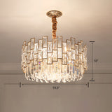 Drum Clear K9 Crystal Chandelier Modernist Suspension Light Fixture for Dining Room Clear 19.5" Clearhalo 'Ceiling Lights' 'Chandeliers' 'Clear' 'Industrial' 'Modern Chandeliers' 'Modern' 'Tiffany' 'Traditional Chandeliers' Lighting' 2335993
