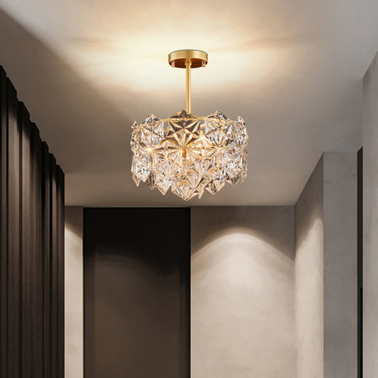 Crystal Hexagons Chandelier Minimalistic Gold Pendant Ceiling Light for Living Room Clearhalo 'Ceiling Lights' 'Chandeliers' 'Modern Chandeliers' 'Modern' Lighting' 2336008