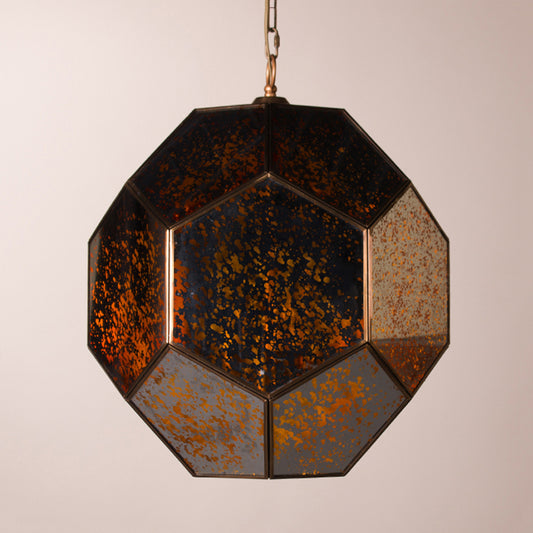 Hexagon Ceiling Chandelier Modernism Brown/ Clear Glass 4 Heads Hanging Light Fixture for Bedroom Brown Clearhalo 'Ceiling Lights' 'Chandeliers' 'Glass shade' 'Glass' Lighting' 233600