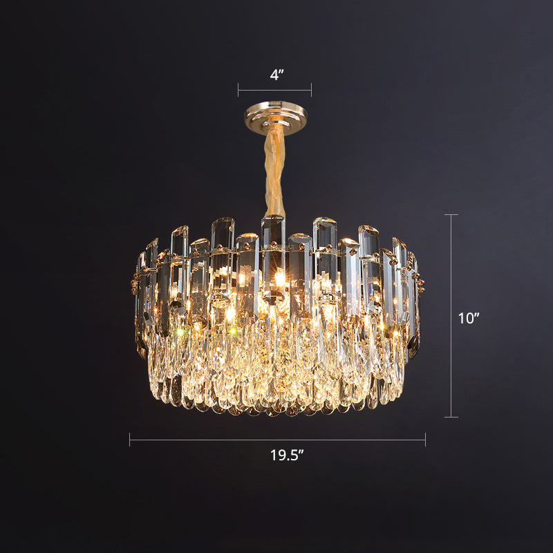 Round Hanging Light Fixture Modernism K9 Crystal Clear Chandelier for Dining Room Clear 19.5" Clearhalo 'Ceiling Lights' 'Chandeliers' 'Clear' 'Industrial' 'Modern Chandeliers' 'Modern' 'Tiffany' 'Traditional Chandeliers' Lighting' 2336015