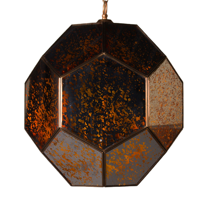 Hexagon Ceiling Chandelier Modernism Brown/ Clear Glass 4 Heads Hanging Light Fixture for Bedroom Clearhalo 'Ceiling Lights' 'Chandeliers' 'Glass shade' 'Glass' Lighting' 233602
