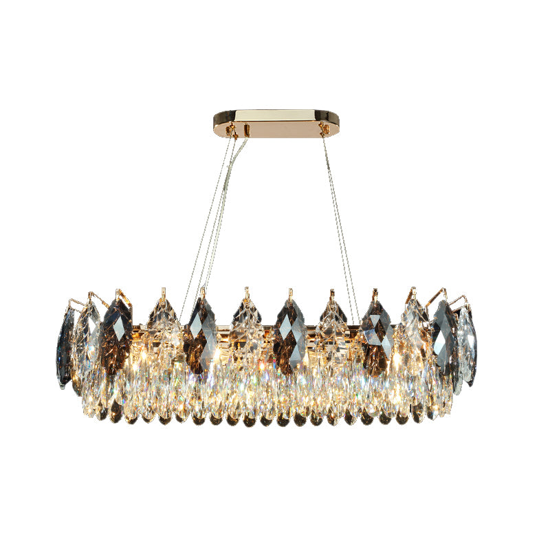 Modern 8-Head Pendant Chandelier Leaf Shaped Hanging Lamp with Clear Crystal Shade for Restaurant Clearhalo 'Ceiling Lights' 'Chandeliers' 'Clear' 'Industrial' 'Modern Chandeliers' 'Modern' 'Tiffany' 'Traditional Chandeliers' Lighting' 2336028