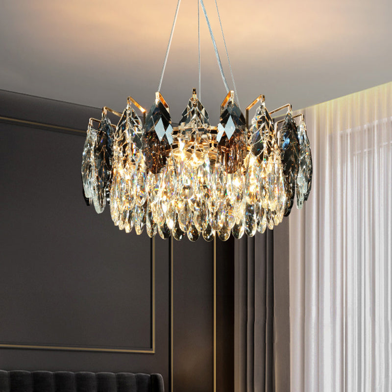 Modern 8-Head Pendant Chandelier Leaf Shaped Hanging Lamp with Clear Crystal Shade for Restaurant Clearhalo 'Ceiling Lights' 'Chandeliers' 'Clear' 'Industrial' 'Modern Chandeliers' 'Modern' 'Tiffany' 'Traditional Chandeliers' Lighting' 2336029