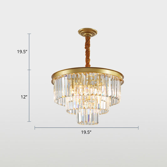 3-Ring Crystal Hanging Lamp Simplicity Gold Finish Chandelier Light for Dining Room Gold 19.5" Clearhalo 'Ceiling Lights' 'Chandeliers' 'Modern Chandeliers' 'Modern' Lighting' 2336044