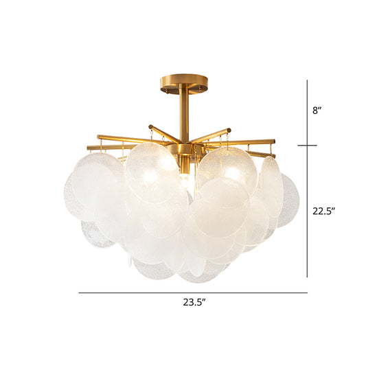 Seedy Glass Disc Ceiling Chandelier Modern Style Gold Finish Pendant Light for Dining Room Gold 23.5" Clearhalo 'Ceiling Lights' 'Chandeliers' 'Modern Chandeliers' 'Modern' Lighting' 2336066