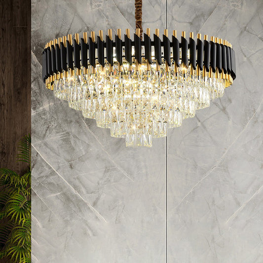 Black Conical Pendant Lamp Modern Opulent K9 Crystal Prism Chandelier for Restaurant Clearhalo 'Ceiling Lights' 'Chandeliers' 'Modern Chandeliers' 'Modern' Lighting' 2336081