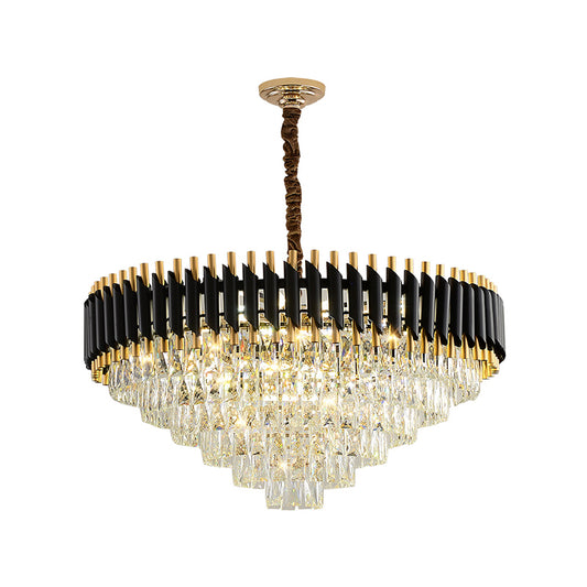 Black Conical Pendant Lamp Modern Opulent K9 Crystal Prism Chandelier for Restaurant Clearhalo 'Ceiling Lights' 'Chandeliers' 'Modern Chandeliers' 'Modern' Lighting' 2336084