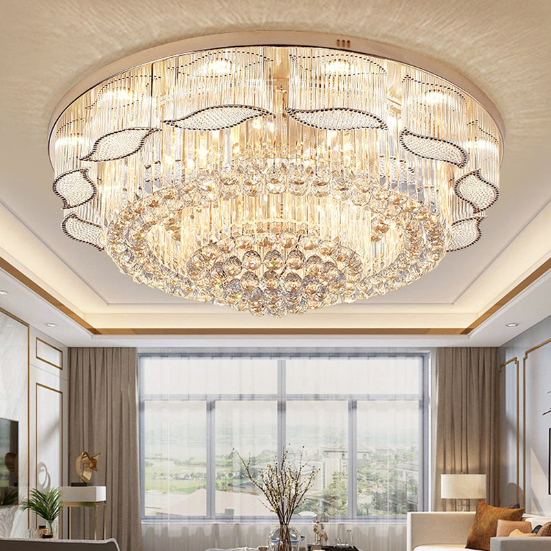 Flower Shaped Flushmount Ceiling Lamp Modern Clear Crystal 7-Light Living Room Flush Light Fixture Clearhalo 'Ceiling Lights' 'Close To Ceiling Lights' 'Close to ceiling' 'Flush mount' Lighting' 2336096