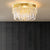 Drum Shaped Flush Mount Light Modern Tri-Sided Crystal Bar Gold Ceiling Light Fixture Gold 14" Clearhalo 'Ceiling Lights' 'Close To Ceiling Lights' 'Close to ceiling' 'Flush mount' Lighting' 2336104