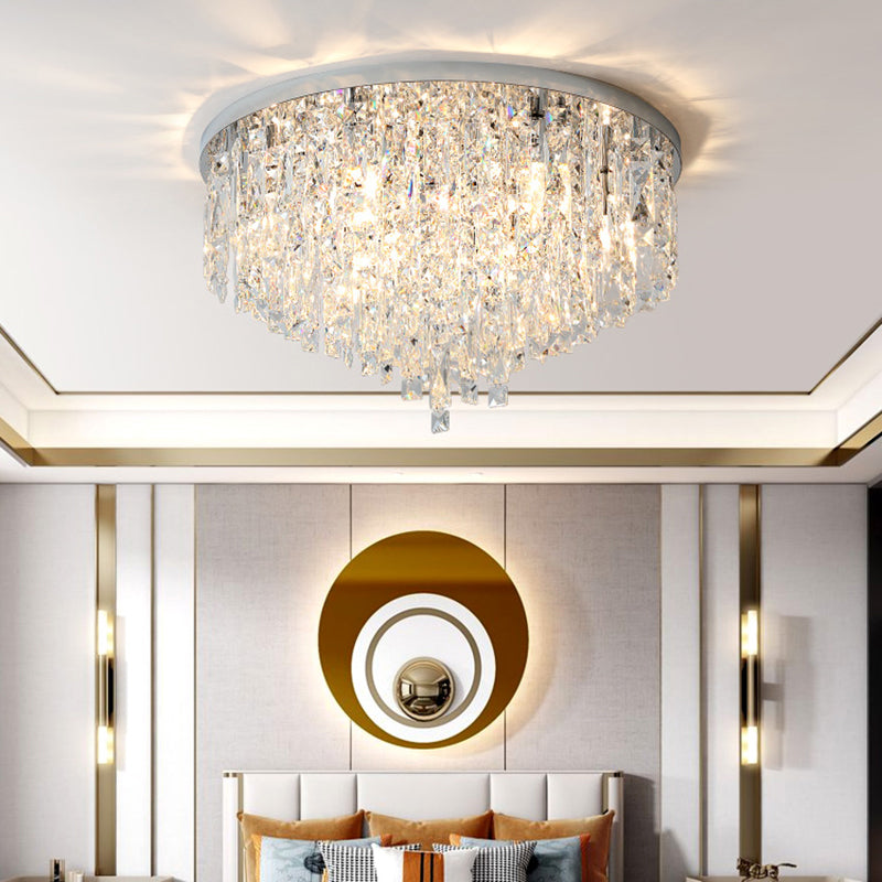 Round Beveled K9 Crystal Ceiling Lamp Modernism Flush Mounted Light for Living Room Clearhalo 'Ceiling Lights' 'Close To Ceiling Lights' 'Close to ceiling' 'Flush mount' Lighting' 2336129