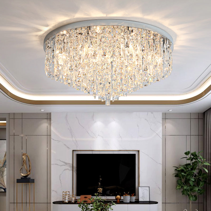 Round Beveled K9 Crystal Ceiling Lamp Modernism Flush Mounted Light for Living Room Clearhalo 'Ceiling Lights' 'Close To Ceiling Lights' 'Close to ceiling' 'Flush mount' Lighting' 2336132
