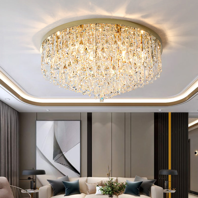 Round Beveled K9 Crystal Ceiling Lamp Modernism Flush Mounted Light for Living Room Clearhalo 'Ceiling Lights' 'Close To Ceiling Lights' 'Close to ceiling' 'Flush mount' Lighting' 2336134