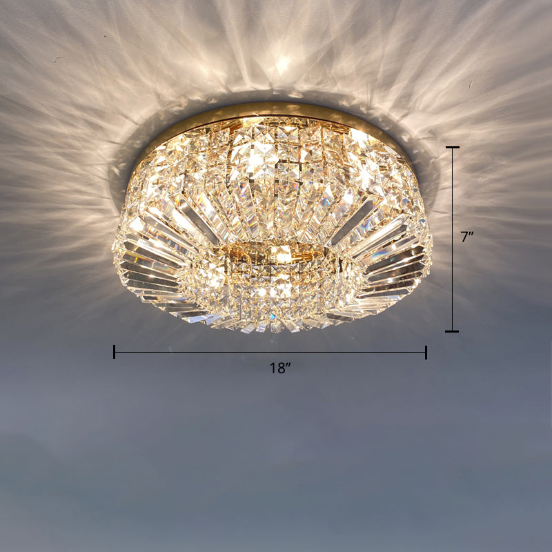 Crystal Loop Shaped Ceiling Light Fixture Simple Style Flush Mount Lighting for Bedroom Gold 18" Clearhalo 'Ceiling Lights' 'Close To Ceiling Lights' 'Close to ceiling' 'Flush mount' Lighting' 2336142