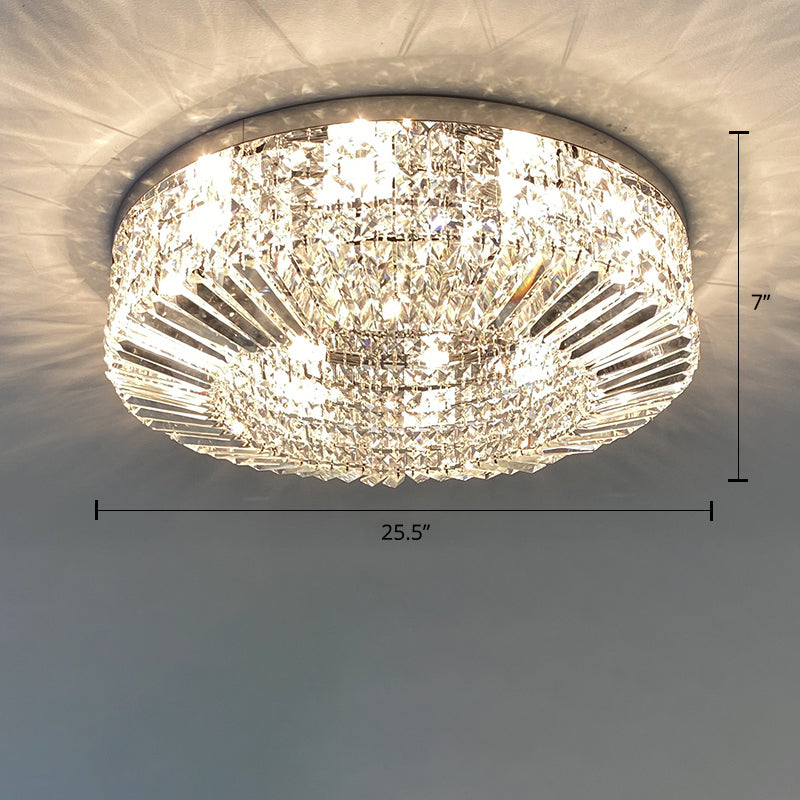Crystal Loop Shaped Ceiling Light Fixture Simple Style Flush Mount Lighting for Bedroom Silver 25.5" Clearhalo 'Ceiling Lights' 'Close To Ceiling Lights' 'Close to ceiling' 'Flush mount' Lighting' 2336143