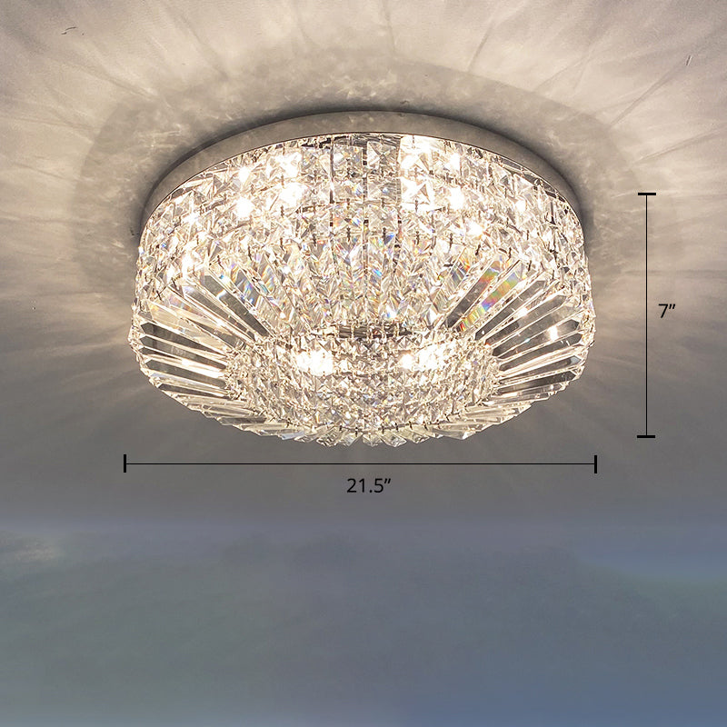 Crystal Loop Shaped Ceiling Light Fixture Simple Style Flush Mount Lighting for Bedroom Silver 21.5" Clearhalo 'Ceiling Lights' 'Close To Ceiling Lights' 'Close to ceiling' 'Flush mount' Lighting' 2336145
