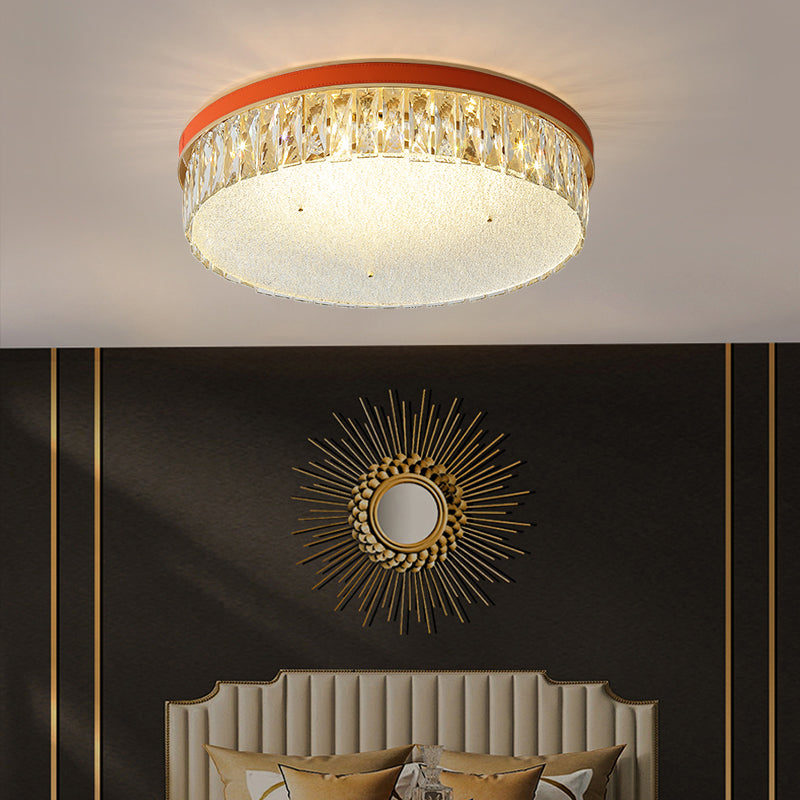 Geometric Shape LED Flush Mount Fixture Simplicity K9 Crystal Bedroom Flush Ceiling Light