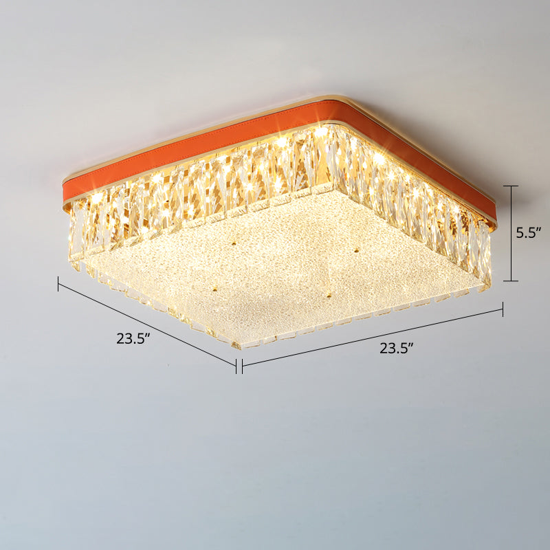 Geometric Shape LED Flush Mount Fixture Simplicity K9 Crystal Bedroom Flush Ceiling Light