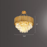 Layered Dining Room Ceiling Mount Chandelier Prismatic Crystal Modern Semi Flush Light in Gold Gold 19.5" Clearhalo 'Ceiling Lights' 'Close To Ceiling Lights' 'Close to ceiling' 'Semi-flushmount' Lighting' 2336188