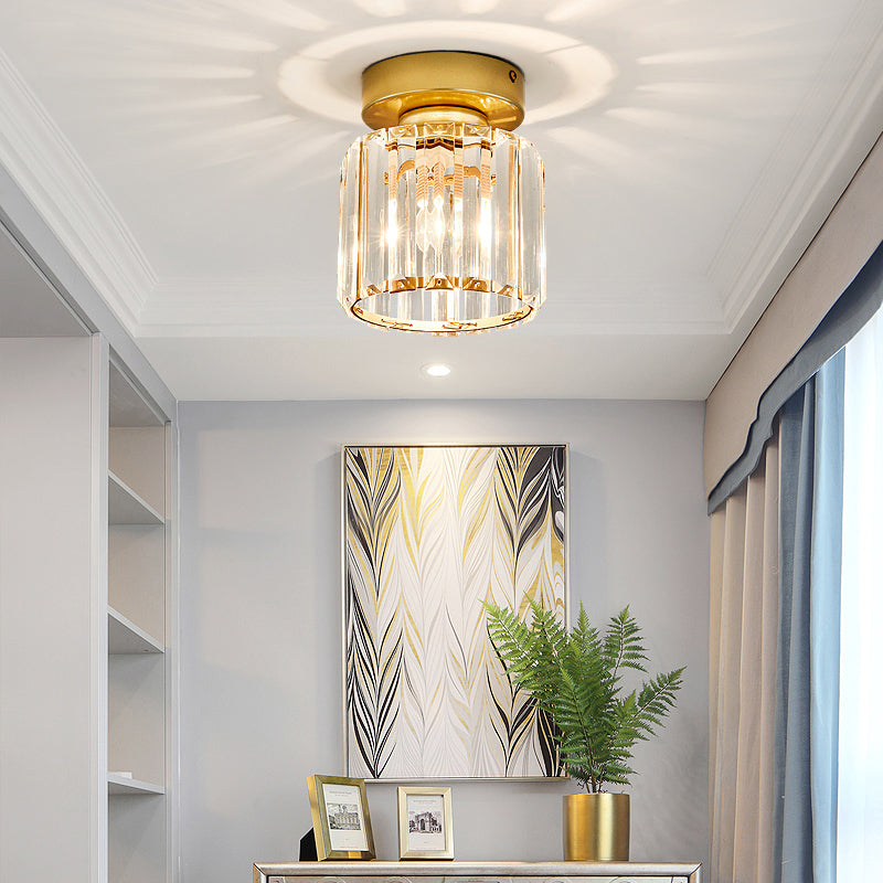 Small Ceiling Mounted Light Modern Crystal 1-Light Corridor Semi Flush Mount Lamp Clearhalo 'Ceiling Lights' 'Close To Ceiling Lights' 'Close to ceiling' 'Semi-flushmount' Lighting' 2336286
