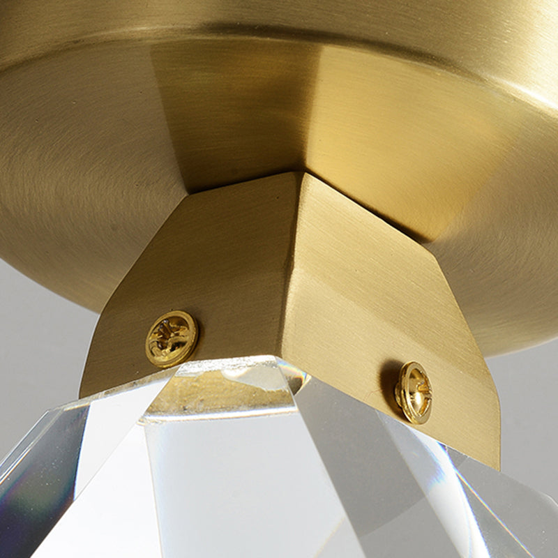 Gemstone Crystal Mini Ceiling Light Postmodern Brass Finish LED Semi Flush Mount Fixture Clearhalo 'Ceiling Lights' 'Close To Ceiling Lights' 'Close to ceiling' 'Semi-flushmount' Lighting' 2336297