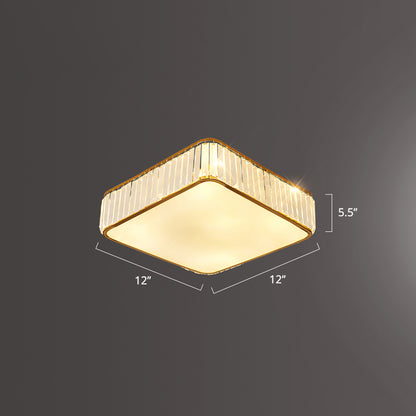 K9 Crystal Square Flush Mount Lighting Fixture Minimalist Ceiling Flush Mount for Bedroom Gold 12" Clearhalo 'Ceiling Lights' 'Close To Ceiling Lights' 'Close to ceiling' 'Flush mount' Lighting' 2336302