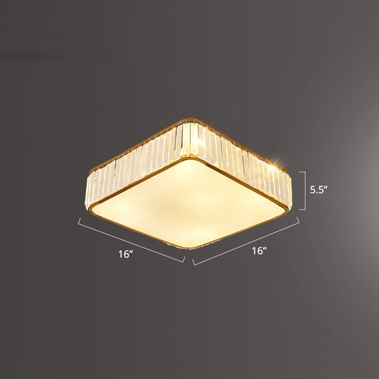 K9 Crystal Square Flush Mount Lighting Fixture Minimalist Ceiling Flush Mount for Bedroom Gold 16" Clearhalo 'Ceiling Lights' 'Close To Ceiling Lights' 'Close to ceiling' 'Flush mount' Lighting' 2336304