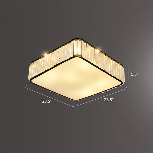 K9 Crystal Square Flush Mount Lighting Fixture Minimalist Ceiling Flush Mount for Bedroom Black 23.5" Clearhalo 'Ceiling Lights' 'Close To Ceiling Lights' 'Close to ceiling' 'Flush mount' Lighting' 2336307