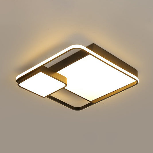 Minimalist Style Ceiling Mount Light Black Square LED Flush Light with Acrylic Shade Black 24.5" Third Gear Clearhalo 'Ceiling Lights' 'Close To Ceiling Lights' 'Close to ceiling' 'Flush mount' Lighting' 2336335